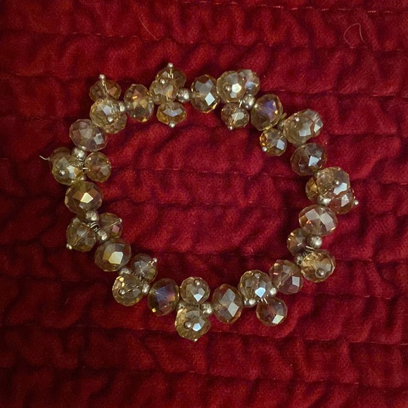 Sparkly Beaded Bracelet, Gold-tone and Reflective - Picture 1 of 2